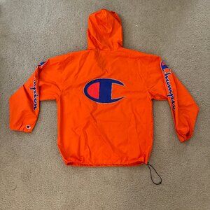 Champion Orange Hoodie Windbreaker Men's Medium Jacket